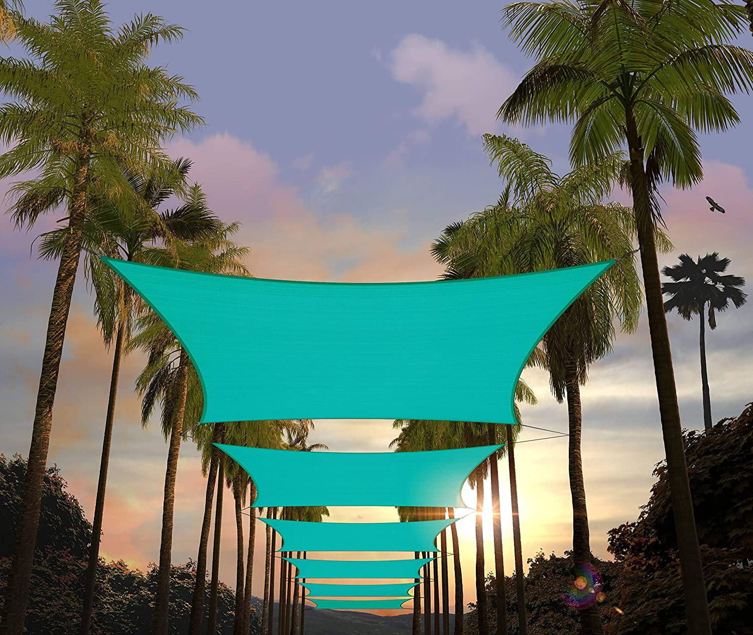 Turquoise 10' x 13' HDPE Rectangle Patio Sun Shade Sail