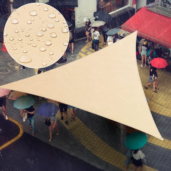 Amgo 10' x 15' x 18' Custom Size Beige Triangle Waterproof Sun Shade Sail Order To Make UPF50+ AMTADT12 Canopy Awning, 98% UV Blockage Water Resistant, Backyard Patio Garden (We Customize)