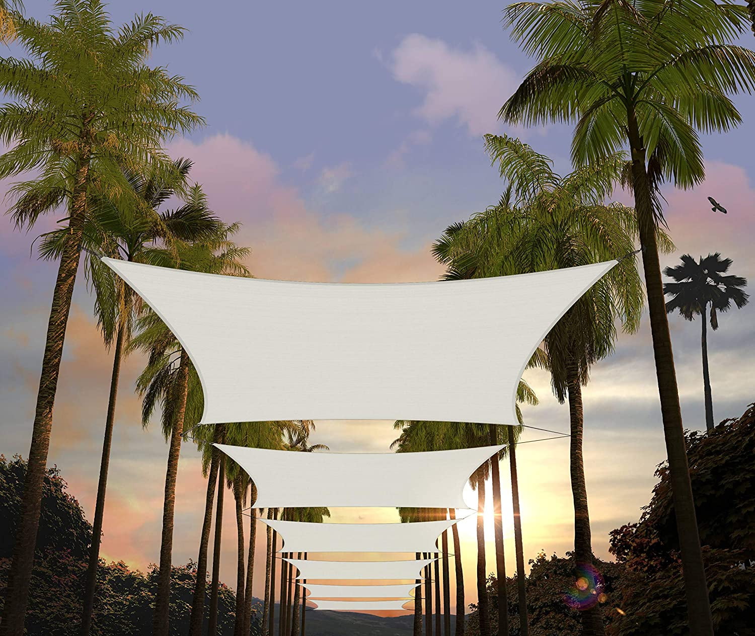 10' x 20' White HDPE Rectangle Patio Sun Shade Sail Canopy