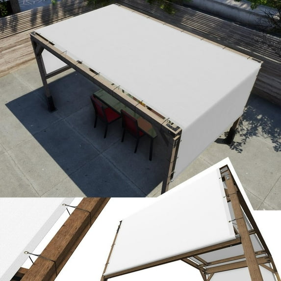 Amgo 11' W x 15' L White Pergola UPF50 Sun Shade Canopy Replacement Cover with Stainless Steel Weighted Rods, 95% UV Blockage, Commercial Grade 260 GSM for Outdoor Patio (We Make Custom Size)