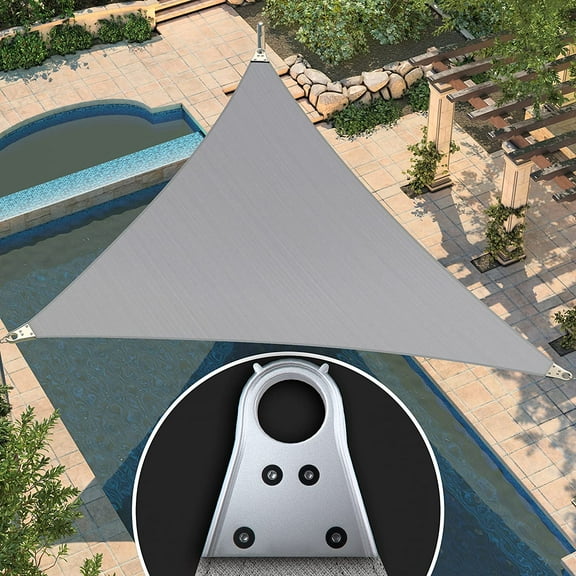 Amgo 12' x 12' x 12' grey Triangle Super Ring Sun Shade Sail Order To Make UPF50+ AGSRT Canopy Awning Shades for Patio, 98% UV Blockage, Commercial Standard Heavy Duty - 260 GSM (We Customize)