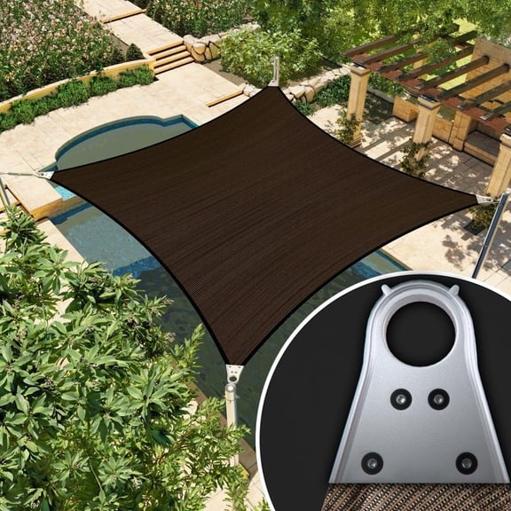 Amgo 12' x 13' Brown Rectangle/Square Super Ring Sun Shade Sail Order To Make UPF50+ AGSRR Canopy Awning Shades for Patio, 98% UV Blockage, Commercial Standard Heavy Duty - 260 GSM (We Customize)