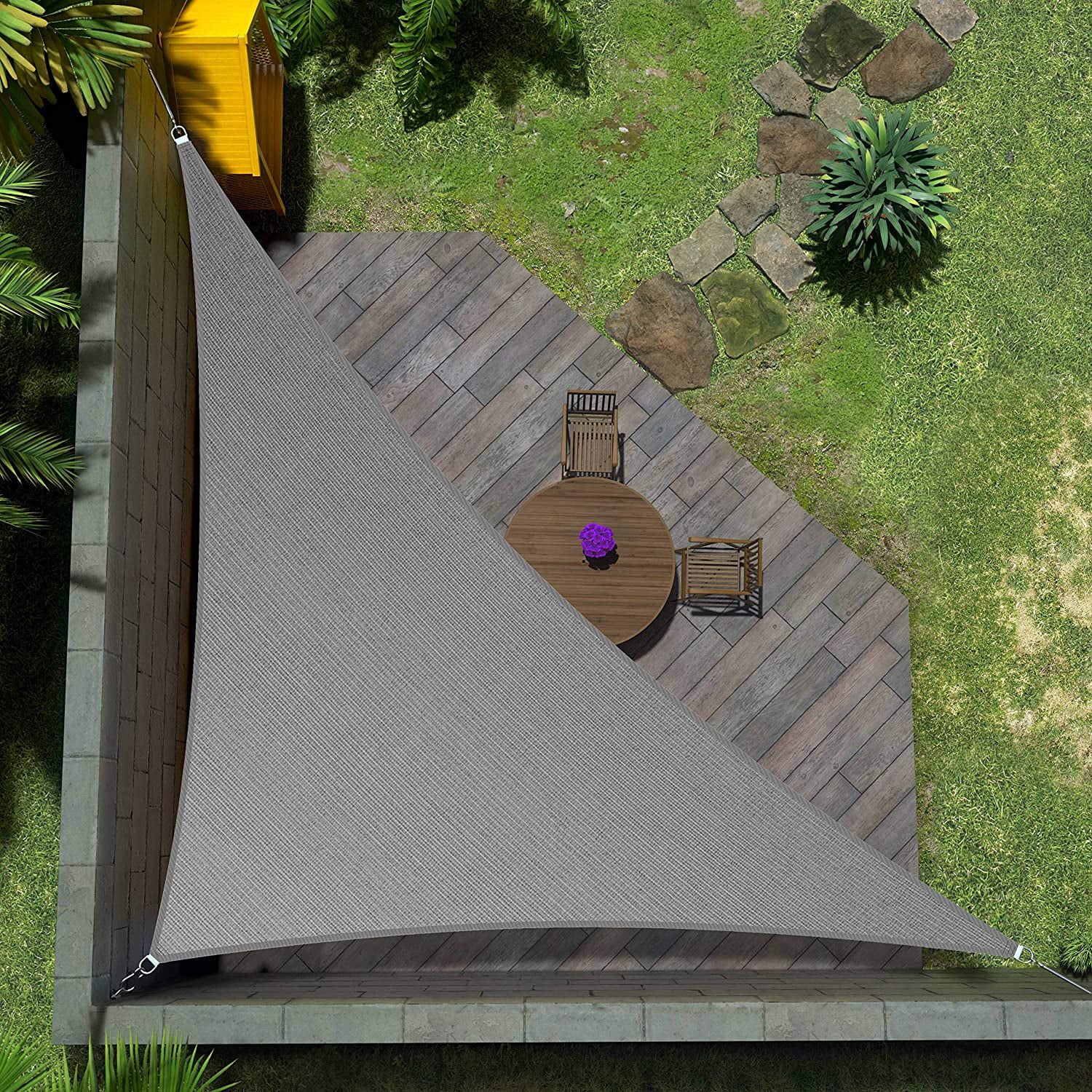 Gray 12' x 12' x 17' HDPE Triangle Sun Shade Sail Canopy