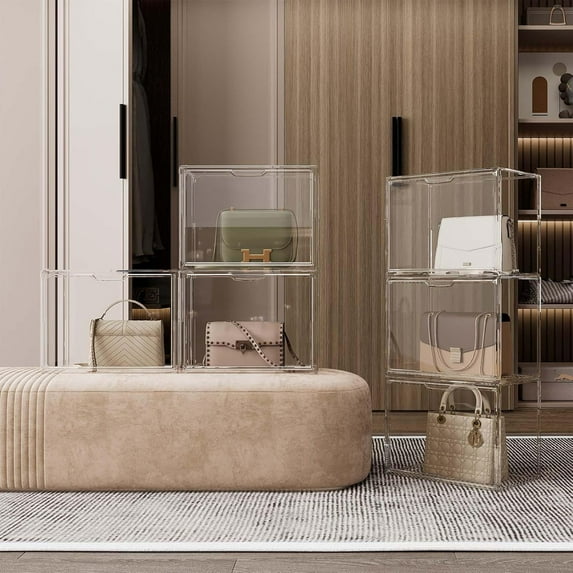 Amgo 13.78'' H X 17.32'' W X 11.81'' D lear Handbag Storage Organizer with Magnetic Closure for Closet Display 1 Pack