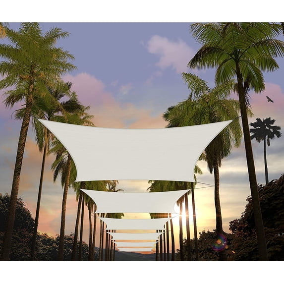 Amgo 14' x 14' White Rectangle Sun Shade Sail Canopy Awning UPF50+ AGTAPR0810, 95% UV Blockage, Water & Air Permeable, Commercial and Residential, 3 Years Warranty (We Make Custom Size)