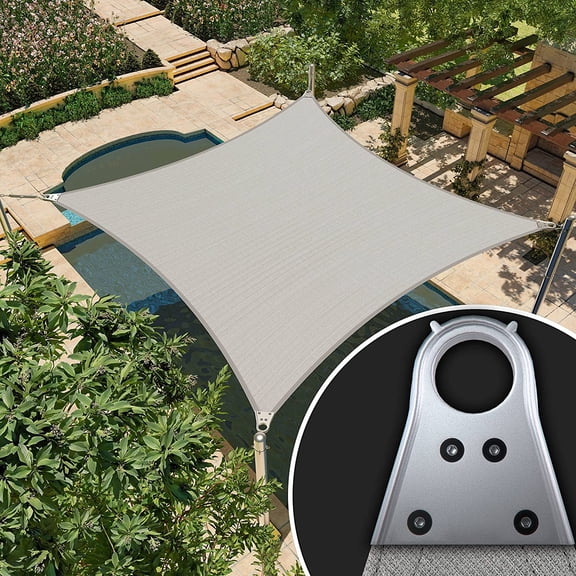 Amgo 14' x 44' Grey Rectangle/Square Super Ring Sun Shade Sail Order To Make UPF50+ AGSRR Canopy Awning Shades for Patio, 98% UV Blockage, Commercial Standard Heavy Duty - 260 GSM (We Customize)