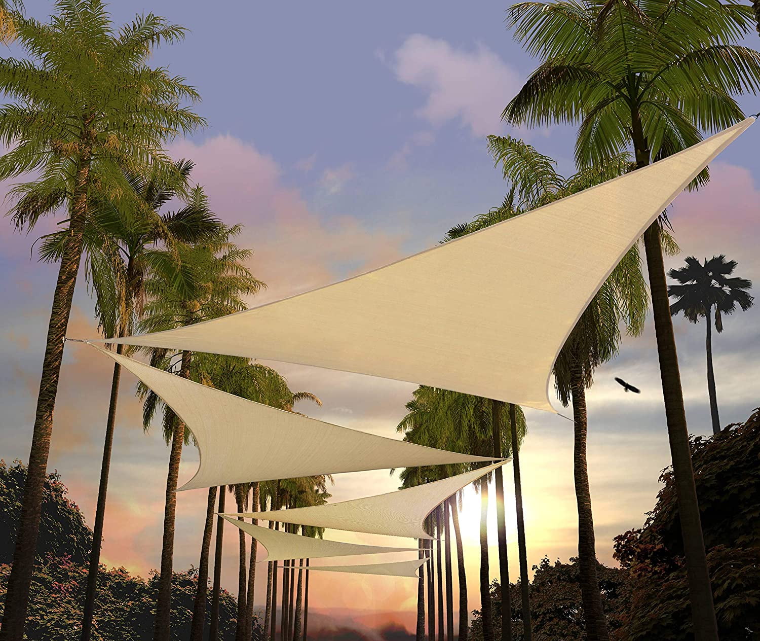 Beige 14' Triangle Sun Shade Sail Canopy for Outdoor Patio