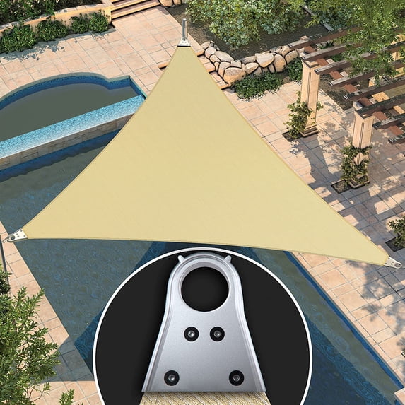 Amgo 16' x 20' x 25.61' Beige Triangle Super Ring Sun Shade Sail Order To Make UPF50+ AGSRT Canopy Awning Shades for Patio, 98% UV Blockage, Commercial Standard Heavy Duty - 260 GSM (We Customize)