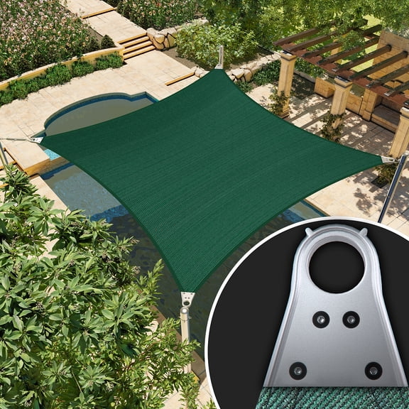 Amgo 18' x 35' Green Rectangle/Square Super Ring Sun Shade Sail Order To Make UPF50+ AGSRR Canopy Awning Shades for Patio, 98% UV Blockage, Commercial Standard Heavy Duty - 260 GSM (We Customize)