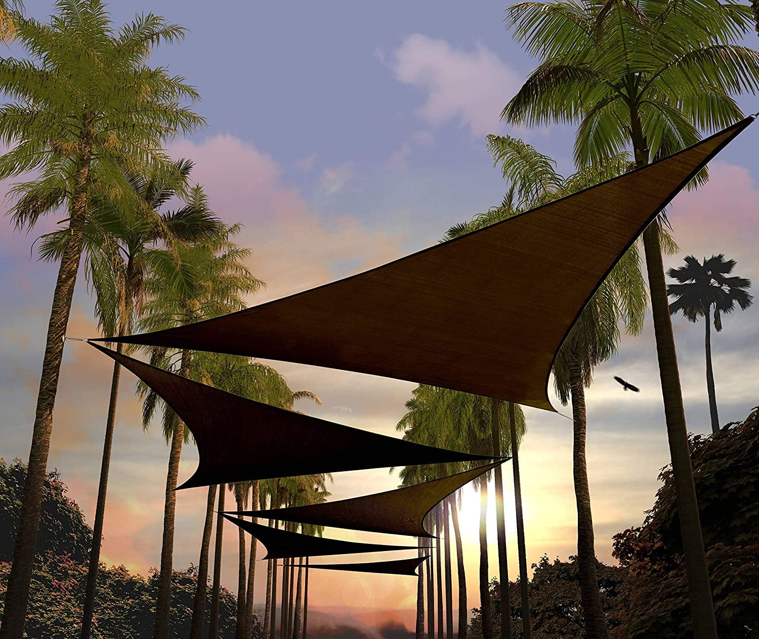 20' x 20' x 20' Brown HDPE Triangle Sun Shade Sail Canopy