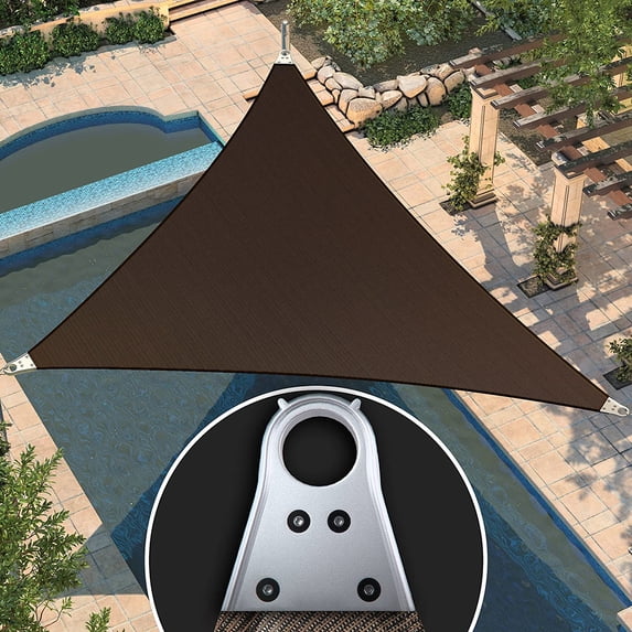 Amgo 21' x 22' x 30.41' brown Triangle Super Ring Sun Shade Sail Order To Make UPF50+ AGSRT Canopy Awning Shades for Patio, 98% UV Blockage, Commercial Standard Heavy Duty - 260 GSM (We Customize)