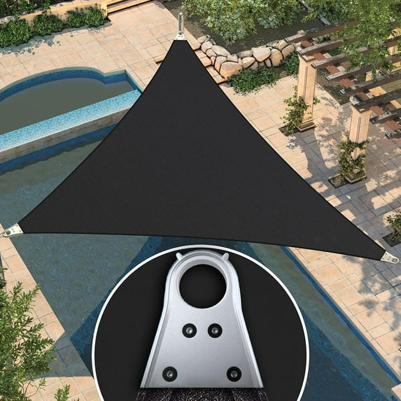 Amgo 22' x 29' x 36.4' black Triangle Super Ring Sun Shade Sail Order To Make UPF50+ AGSRT Canopy Awning Shades for Patio, 98% UV Blockage, Commercial Standard Heavy Duty - 260 GSM (We Customize)
