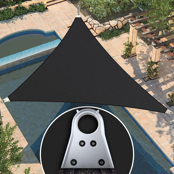Amgo 32' x 38' x 49.68' black Triangle Super Ring Sun Shade Sail Order To Make UPF50+ AGSRT Canopy Awning Shades for Patio, 98% UV Blockage, Commercial Standard Heavy Duty - 260 GSM (We Customize)