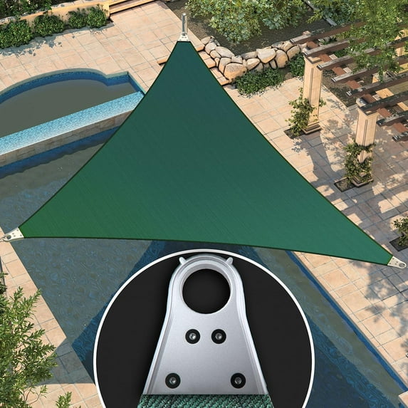 Amgo 34' x 37' x 50.25' green Triangle Super Ring Sun Shade Sail Order To Make UPF50+ AGSRT Canopy Awning Shades for Patio, 98% UV Blockage, Commercial Standard Heavy Duty - 260 GSM (We Customize)