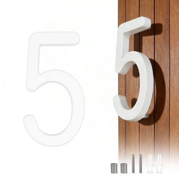 Amgo 4.3 Inch Modern House Numbers, 3D Aluminum Address Sign - Weatherproof & Rust-Free, 5 Finishes for Exterior, Clear and Easy to Install for Curb Appeal