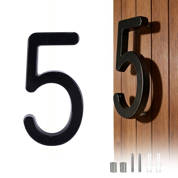 Amgo 4.3 Inch Modern House Numbers, 3D Aluminum Address Sign - Weatherproof & Rust-Free, 5 Finishes for Exterior, Clear and Easy to Install for Curb Appeal
