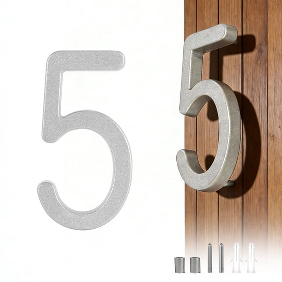 Amgo 4.3 Inch Modern House Numbers, 3D Aluminum Address Sign - Weatherproof & Rust-Free, 5 Finishes for Exterior, Clear and Easy to Install for Curb Appeal