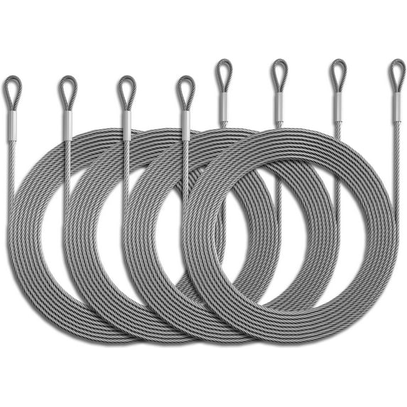 Amgo 48 Feet (12ft x 4) Wire Cable Ropes Hardware Kits for Rectangle/Square Sun Shade Sail Canopy - PVC Coated Stainless Steel Metal, Commercial Standard Heavy Duty