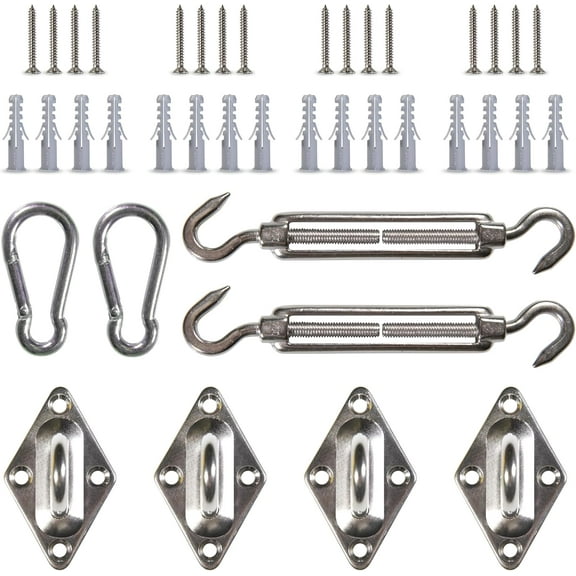 Amgo 6 Inch Hardware Kit for Rectangle/Square Sun Shade Sail Canopy, 316 Military-Grade Stainless Steel