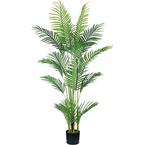 Amgo 71-Inch Artificial Areca Palm - Real Touch Leaves, Adjustable Branches - Indoor/Outdoor Tropical Decor for Home, Office