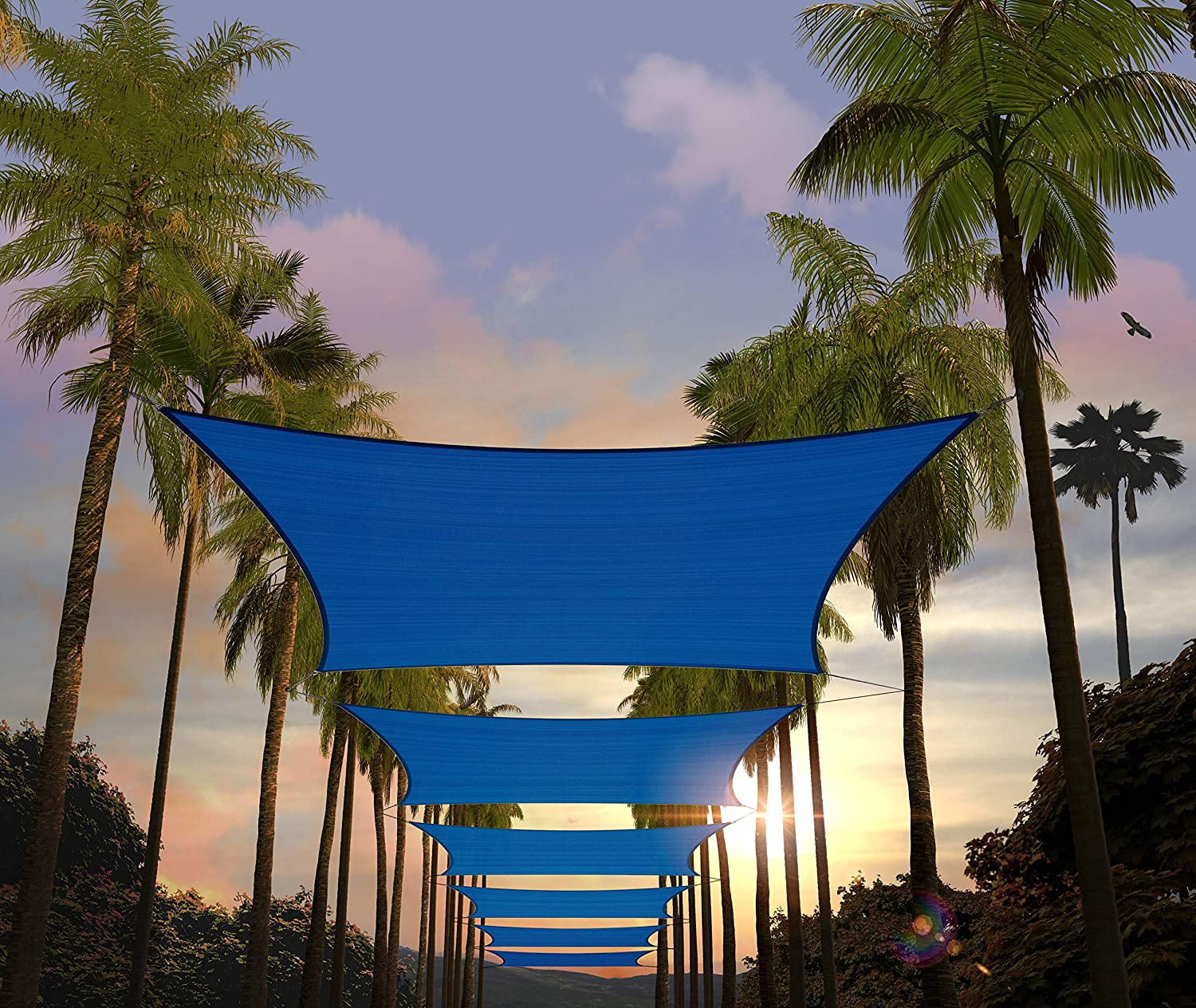 8' x 12' Blue HDPE Rectangle Sun Shade Sail Canopy