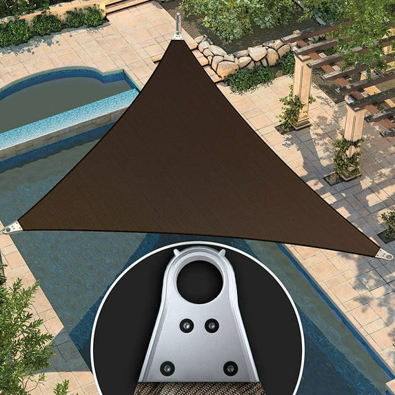 Amgo 9' x 11' x 14.21' brown Triangle Super Ring Sun Shade Sail Order To Make UPF50+ AGSRT Canopy Awning Shades for Patio, 98% UV Blockage, Commercial Standard Heavy Duty - 260 GSM (We Customize)