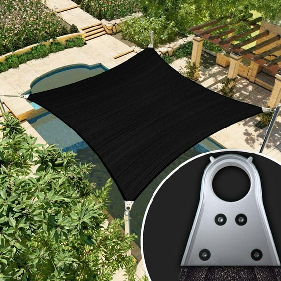 Amgo 9' x 11' Black Rectangle/Square Super Ring Sun Shade Sail Order To Make UPF50+ AGSRR Canopy Awning Shades for Patio, 98% UV Blockage, Commercial Standard Heavy Duty - 260 GSM (We Customize)