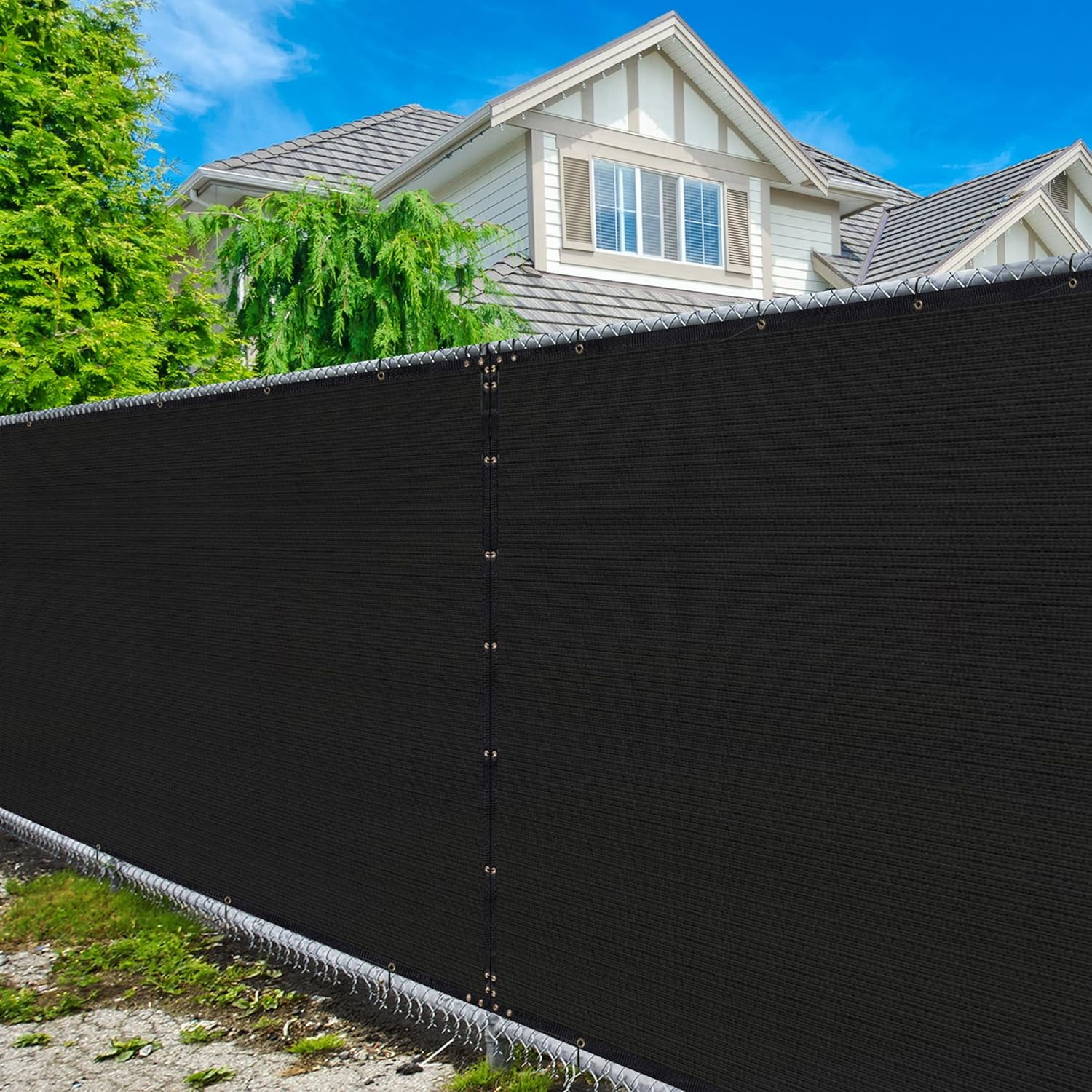 Amgo 4' x 10' Green Privacy Screen with Black Bindings and Grommets