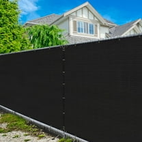 Amgo Custom Made 4' x 10' Black Fence Privacy Screen Windscreen with Bindings & Grommets, Heavy Duty for Commercial and Residential, 90% Blockage, Cable Zip Ties Included (We Customize)