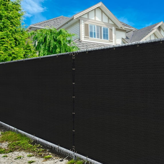 Amgo Custom Made 4' x 16' Black Fence Privacy Screen Windscreen with Bindings & Grommets, Heavy Duty for Commercial and Residential, 90% Blockage, Cable Zip Ties Included (We Customize)