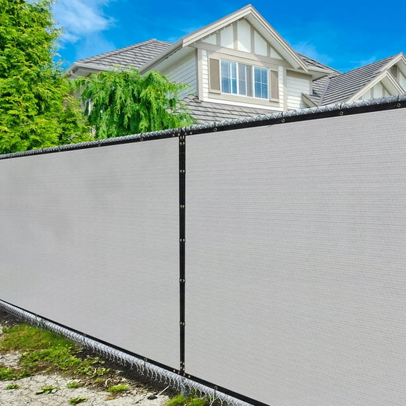 Amgo Custom Made 4' x 184' Grey Fence Privacy Screen Windscreen with Bindings & Grommets, Heavy Duty for Commercial and Residential, 90% Blockage, Cable Zip Ties Included (We Customize)