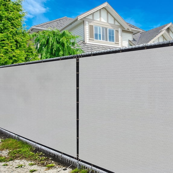 Amgo Custom Made 4' x 55' Grey Fence Privacy Screen Windscreen with Bindings & Grommets, Heavy Duty for Commercial and Residential, 90% Blockage, Cable Zip Ties Included (We Customize)