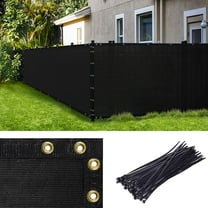 Amgo Custom Made 5' x 10' Black Fence Privacy Screen Windscreen with Bindings & Grommets, Heavy Duty for Commercial and Residential, 90% Blockage, Cable Zip Ties Included (We Customize)