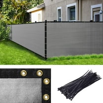 Amgo Custom Made 5' x 10' Grey Fence Privacy Screen Windscreen with Bindings & Grommets, Heavy Duty for Commercial and Residential, 90% Blockage, Cable Zip Ties Included (We Customize)