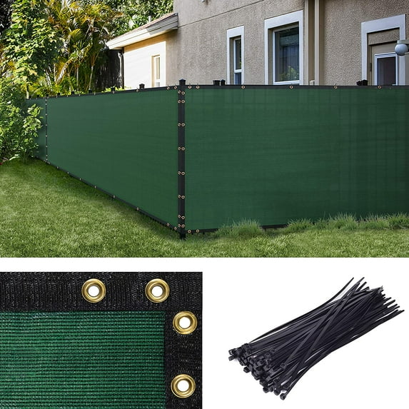 Amgo Custom Made 5' x 105' Green Fence Privacy Screen Windscreen with Bindings & Grommets, Heavy Duty for Commercial and Residential, 90% Blockage, Cable Zip Ties Included (We Customize)