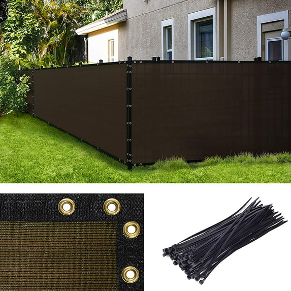 Amgo Custom Made 5' x 198' Brown Fence Privacy Screen Windscreen with Bindings & Grommets, Heavy Duty for Commercial and Residential, 90% Blockage, Cable Zip Ties Included (We Customize)