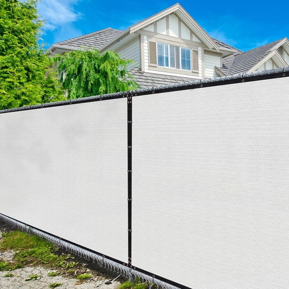 Amgo Custom Made 6' x 174' White Fence Privacy Screen Windscreen with Bindings & Grommets, Heavy Duty for Commercial and Residential, 90% Blockage, Cable Zip Ties Included (We Customize)