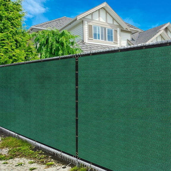 Amgo Custom Made 6' x 42' Green Fence Privacy Screen Windscreen with Bindings & Grommets, Heavy Duty for Commercial and Residential, 90% Blockage, Cable Zip Ties Included (We Customize)