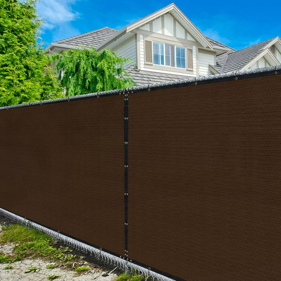 Amgo Custom Made 6' x 77' Brown Fence Privacy Screen Windscreen with Bindings & Grommets, Heavy Duty for Commercial and Residential, 90% Blockage, Cable Zip Ties Included (We Customize)