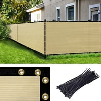 Amgo Custom Made 8' x 2' Beige Fence Privacy Screen Windscreen with Bindings & Grommets, Heavy Duty for Commercial and Residential, 90% Blockage, Cable Zip Ties Included (We Customize)