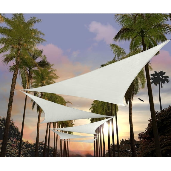 Amgo Custom Size 10' x 10' x 10' White Triangle Sun Shade Sail UPF50+ AGTAPT8, Order To Make Canopy Awning, 95% UV Blockage, Water & Air Permeable, Commercial Standard (We Customize)
