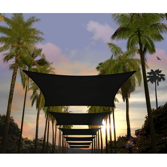 Amgo Custom Size 11' x 13' Black Rectangle Square Sun Shade Sail UPF50+ AGTAPR0810, Order To Make Canopy Awning, 95% UV Blockage, Water & Air Permeable, Commercial and Residential (We Customize)
