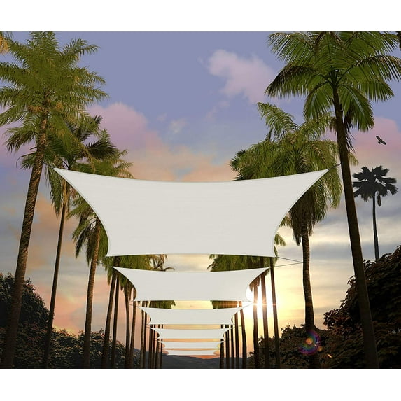 Amgo Custom Size 11' x 21' White Rectangle Square Sun Shade Sail UPF50+ AGTAPR0810, Order To Make Canopy Awning, 95% UV Blockage, Water & Air Permeable, Commercial and Residential (We Customize)