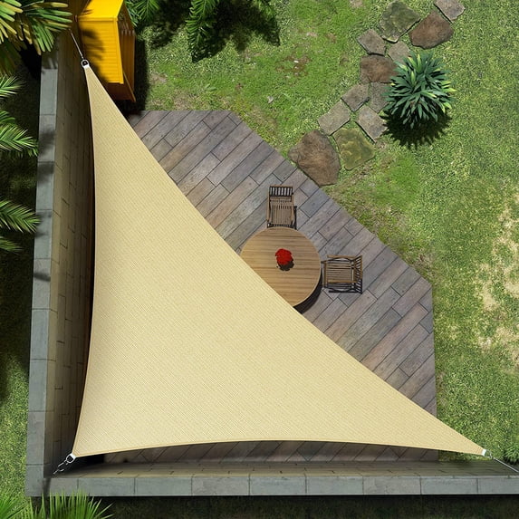 Amgo Custom Size 11' x 22' x 24.6' Beige Right Triangle Sun Shade Sail UPF50+ AGTAPT8, Order To Make Canopy Awning, 95% UV Blockage, Water & Air Permeable, Commercial Standard (We Customize)