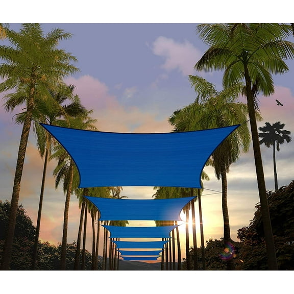 Amgo Custom Size 12' x 12' Blue Rectangle Square Sun Shade Sail UPF50+ AGTAPR0810, Order To Make Canopy Awning, 95% UV Blockage, Water & Air Permeable, Commercial and Residential (We Customize)