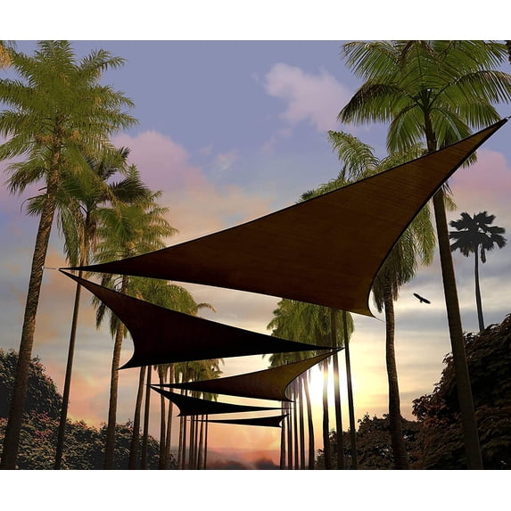 Amgo Custom Size 14' x 14' x 14' Brown Triangle Sun Shade Sail UPF50+ AGTAPT8, Order To Make Canopy Awning, 95% UV Blockage, Water & Air Permeable, Commercial Standard (We Customize)