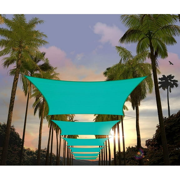 Amgo Custom Size 15' x 15' Turquoise Rectangle Square Sun Shade Sail UPF50+ AGTAPR0810, Order To Make Canopy Awning, 95% UV Blockage, Water & Air Permeable, Commercial and Residential (We Customize)