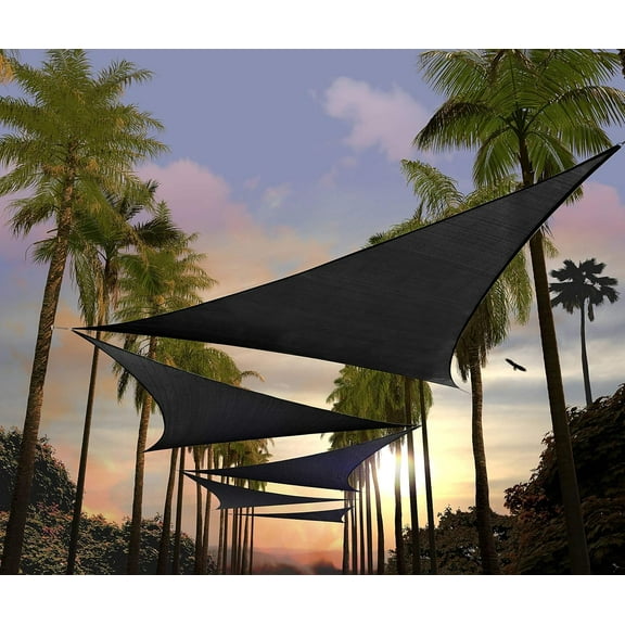Amgo Custom Size 16' x 16' x 16' Black Triangle Sun Shade Sail UPF50+ AGTAPT8, Order To Make Canopy Awning, 95% UV Blockage, Water & Air Permeable, Commercial Standard (We Customize)