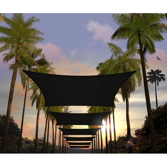 Amgo Custom Size 17' x 18' Black Rectangle Square Sun Shade Sail UPF50+ AGTAPR0810, Order To Make Canopy Awning, 95% UV Blockage, Water & Air Permeable, Commercial and Residential (We Customize)