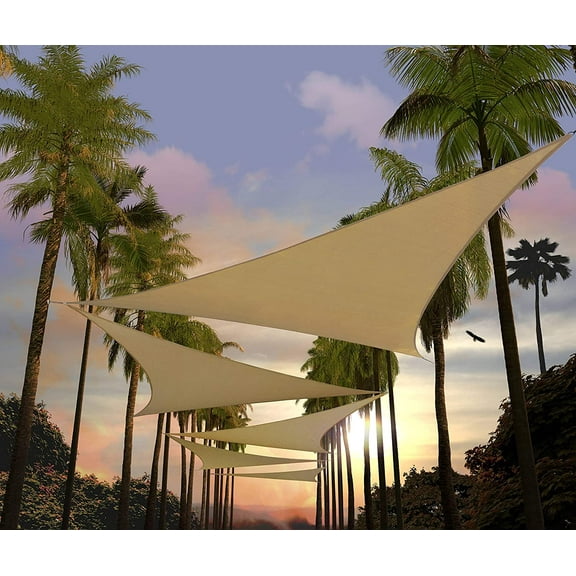 Amgo Custom Size 4' x 4' x 4' Sand Triangle Sun Shade Sail UPF50+ AGTAPT8, Order To Make Canopy Awning, 95% UV Blockage, Water & Air Permeable, Commercial Standard (We Customize)